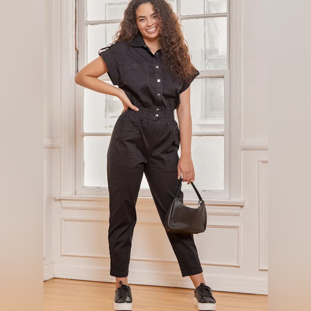 Pistola Dani Charcoal Grey Short Sleeve Utility Jumpsuit‎ Dolman Sleeve #cc